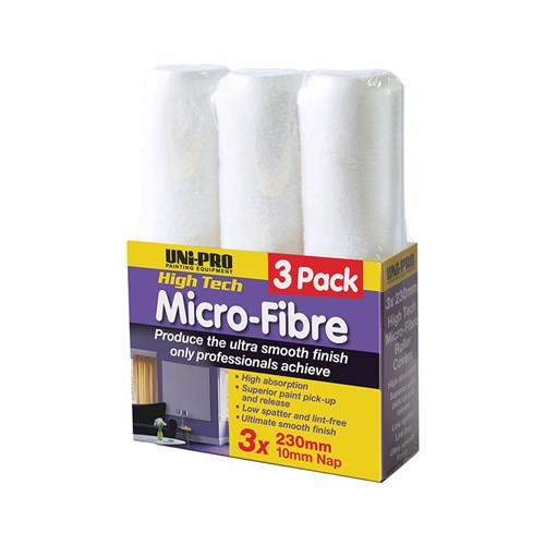 Uni-Pro Microfibre Roller Cover 10mm x 230mm 3 Pack 
